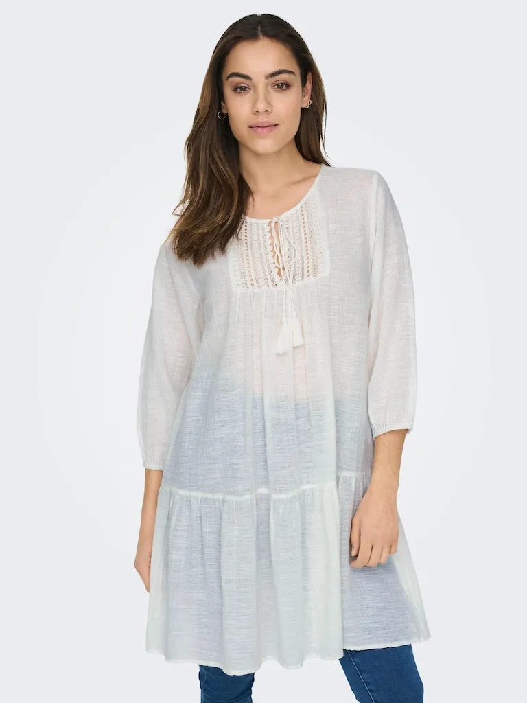 Only / Damen-Kleid / ONLVINNIE LIFE 3/4 LACE TUNIC WVN N