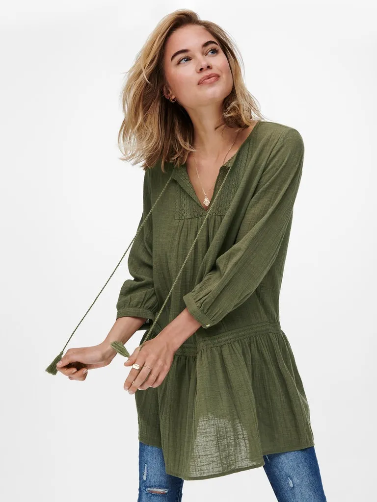 Only / Damen-Kleid / ONLVINNIE LIFE 3/4 LACE TUNIC WVN N