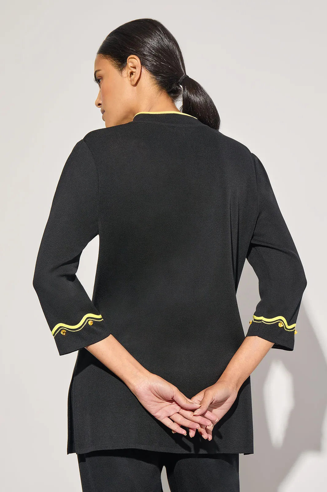 Plus Size Knit Soutache Trim Tunic