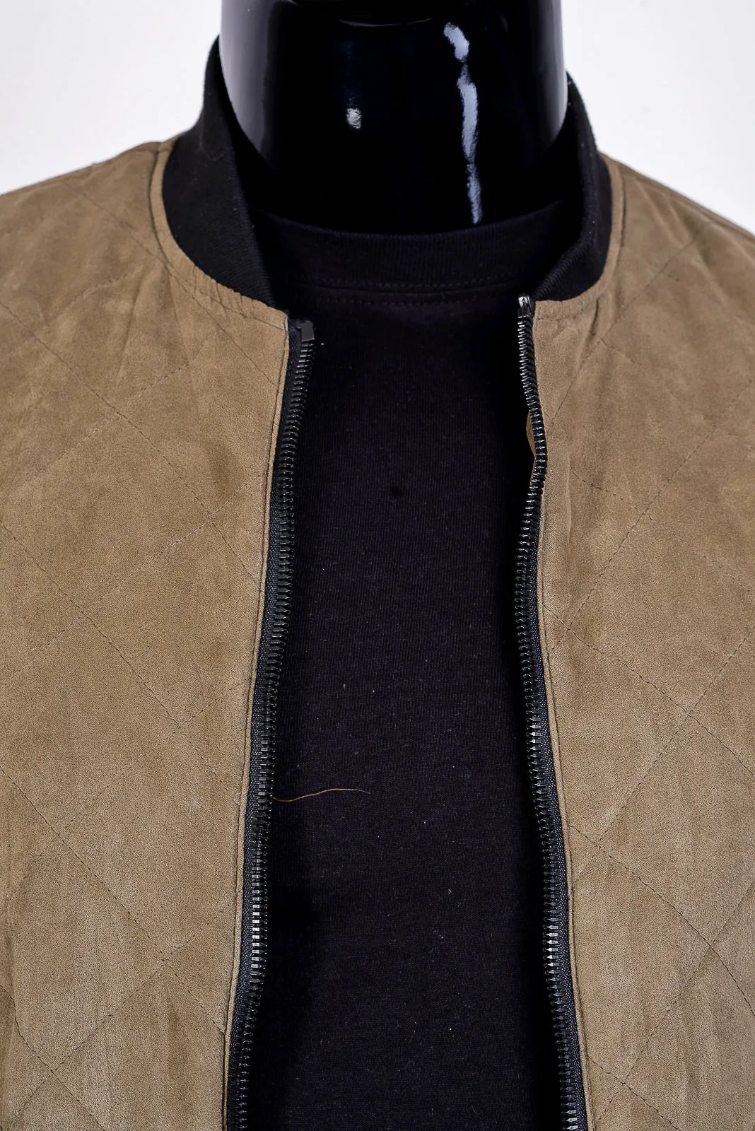 quilt bomber jacket in pickle green