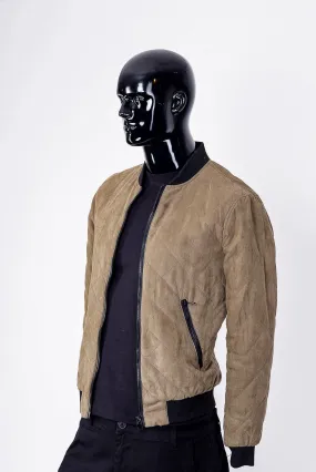 quilt bomber jacket in pickle green