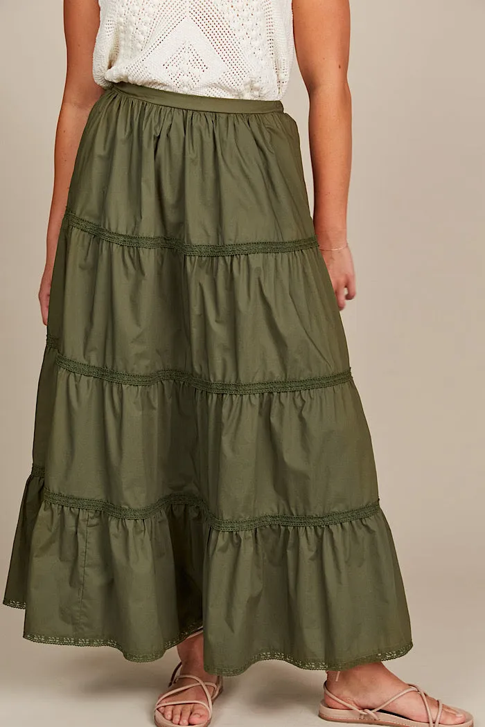 REMI TIERED SKIRT - OLIVE