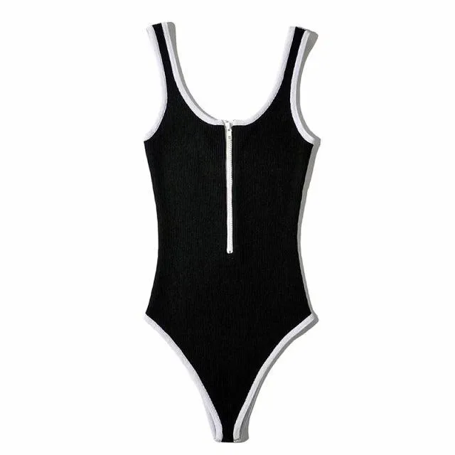 Retro Zipper Bodysuit
