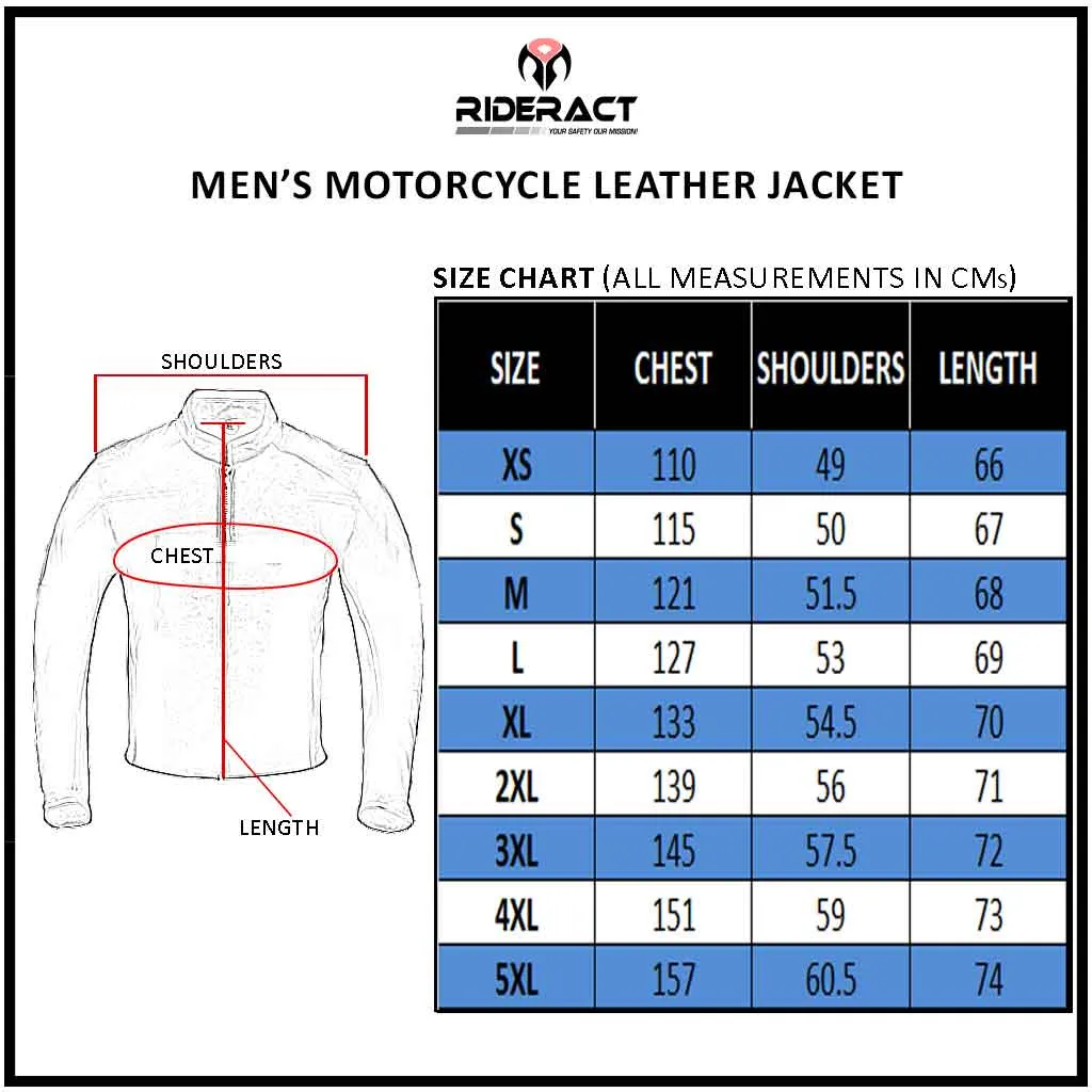 RIDERACT® Mens Leather Motorcycle Jacket Classico Moto Jacket