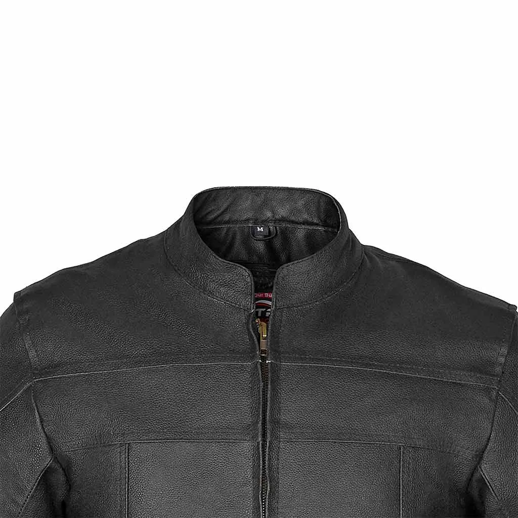 RIDERACT® Mens Leather Motorcycle Jacket Classico Moto Jacket