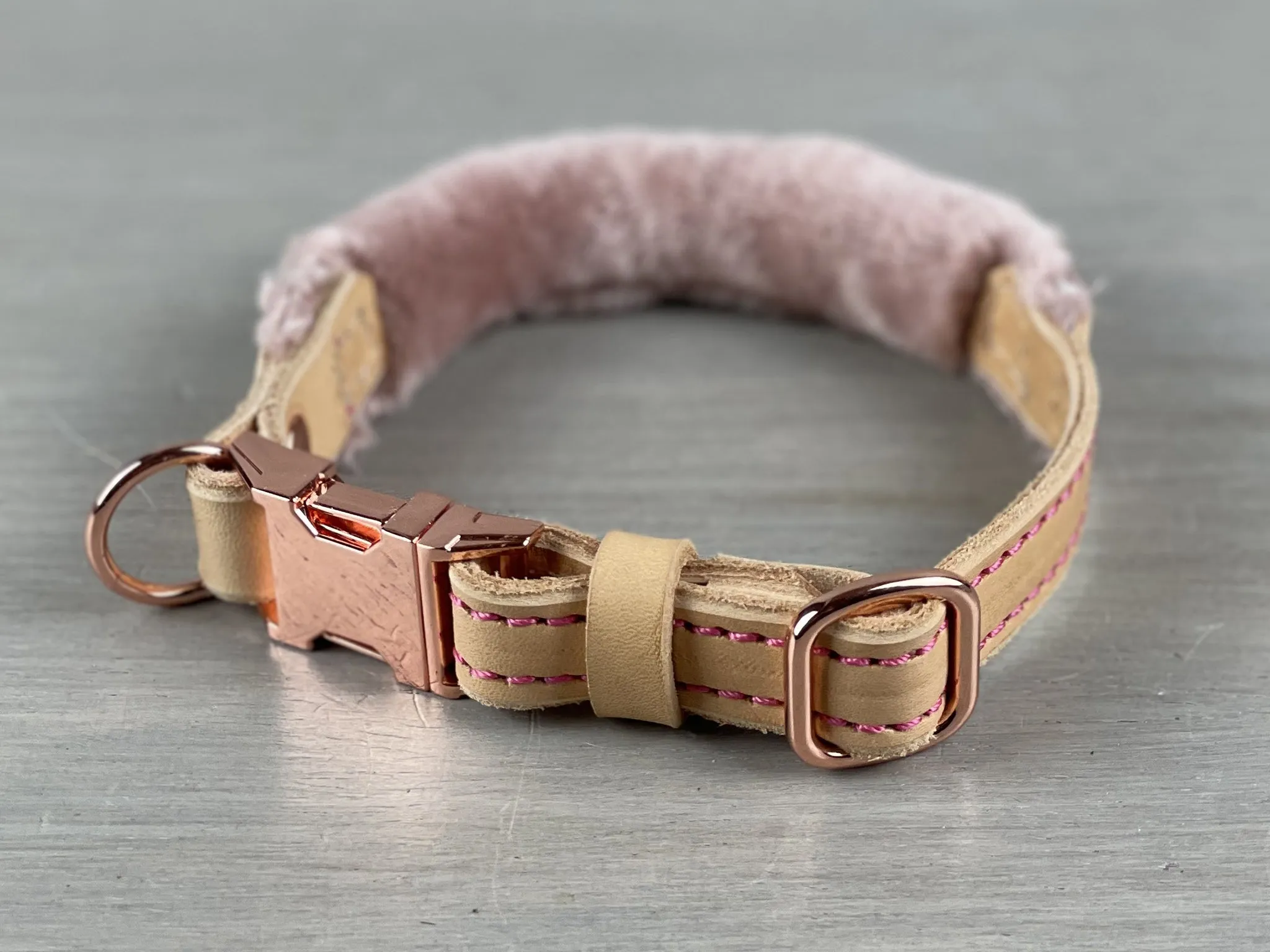 Rolled Sheepskin Leather Quick Release Dog Collar