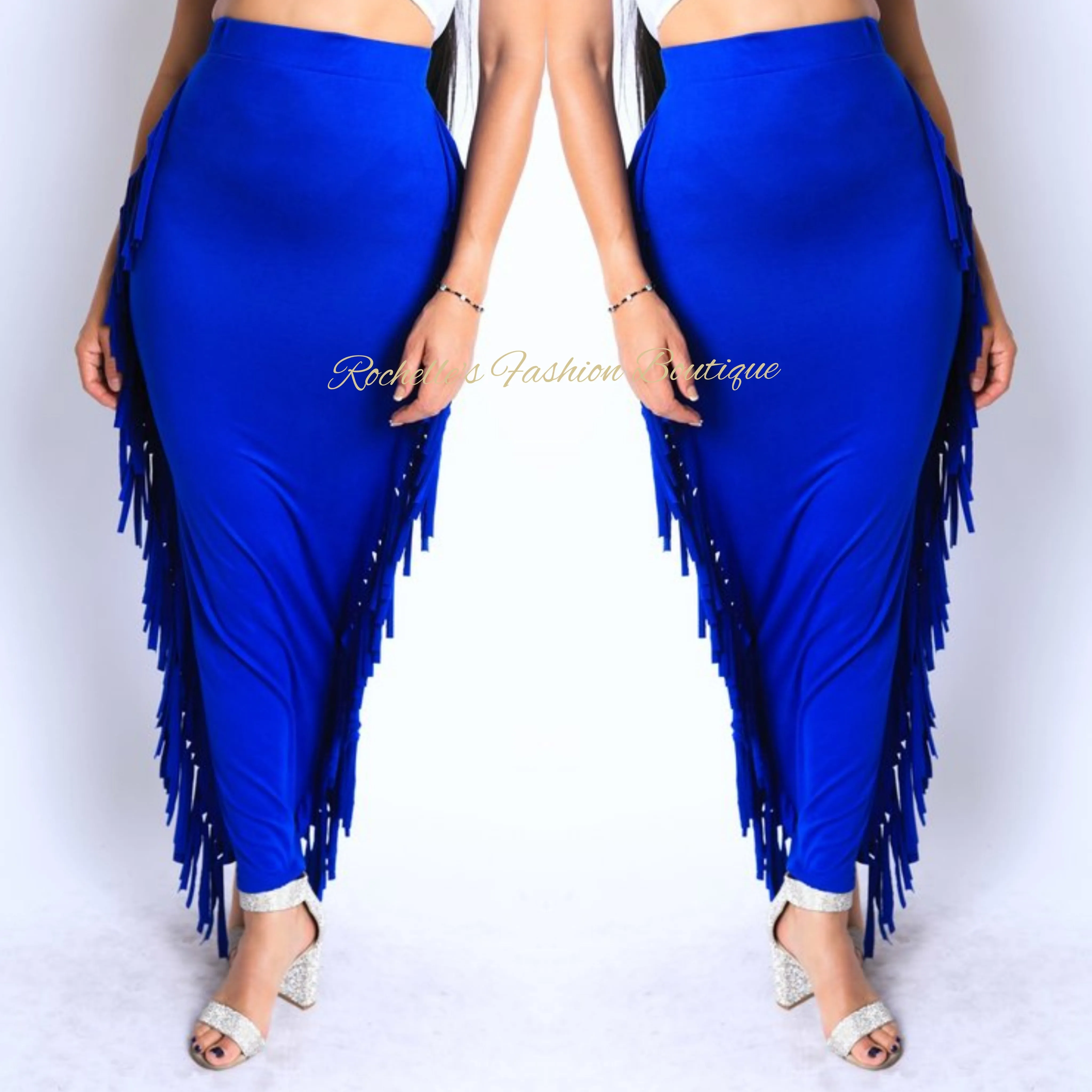 ROYAL FRINGE SIDE MAXI SKIRT