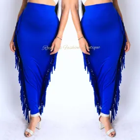 ROYAL FRINGE SIDE MAXI SKIRT