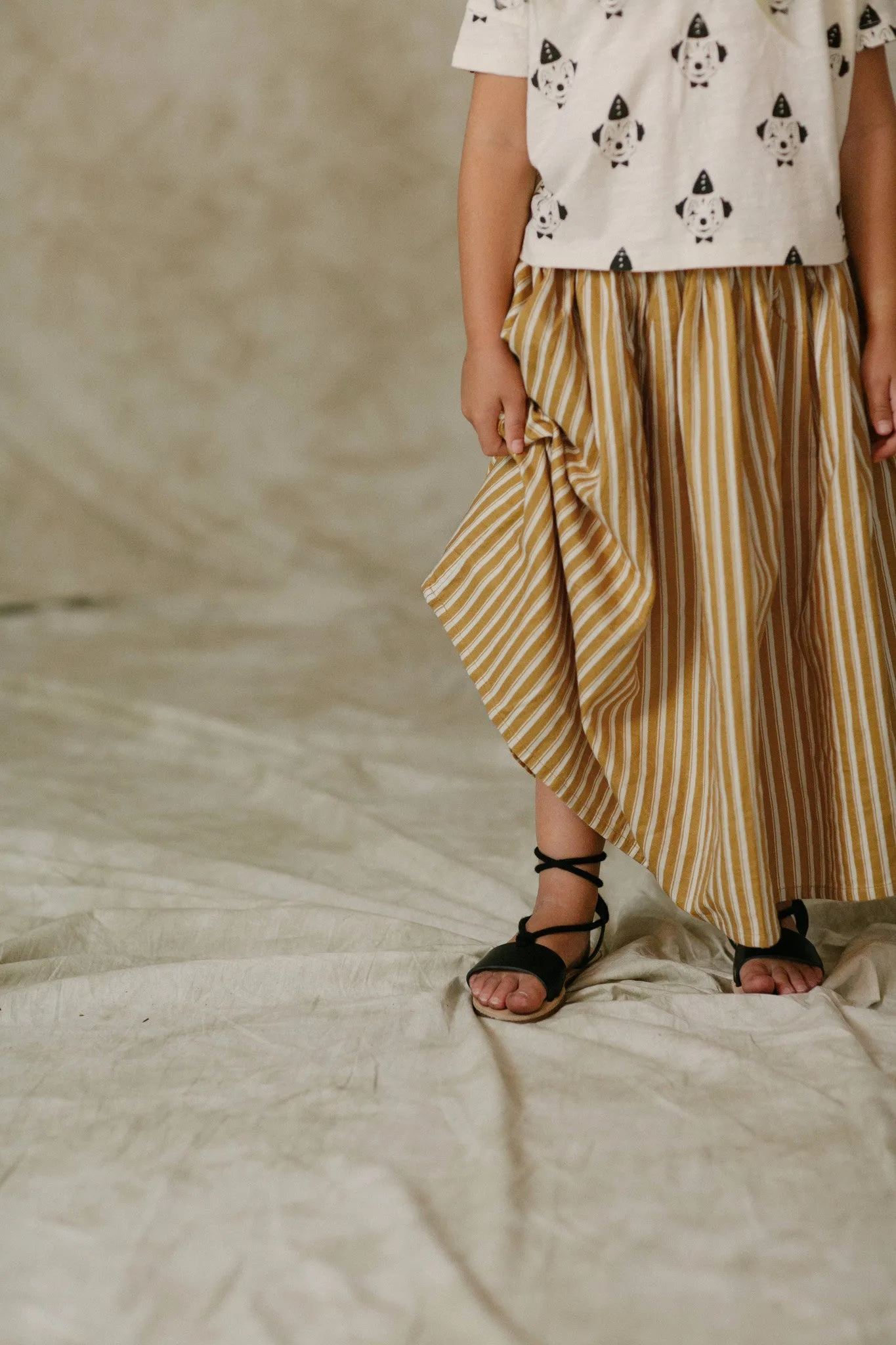 RYLEE   CRU PINSTRIPE MAXI SKIRT / MUSTARD