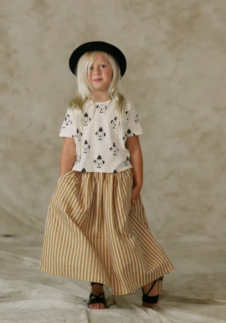 RYLEE   CRU PINSTRIPE MAXI SKIRT / MUSTARD