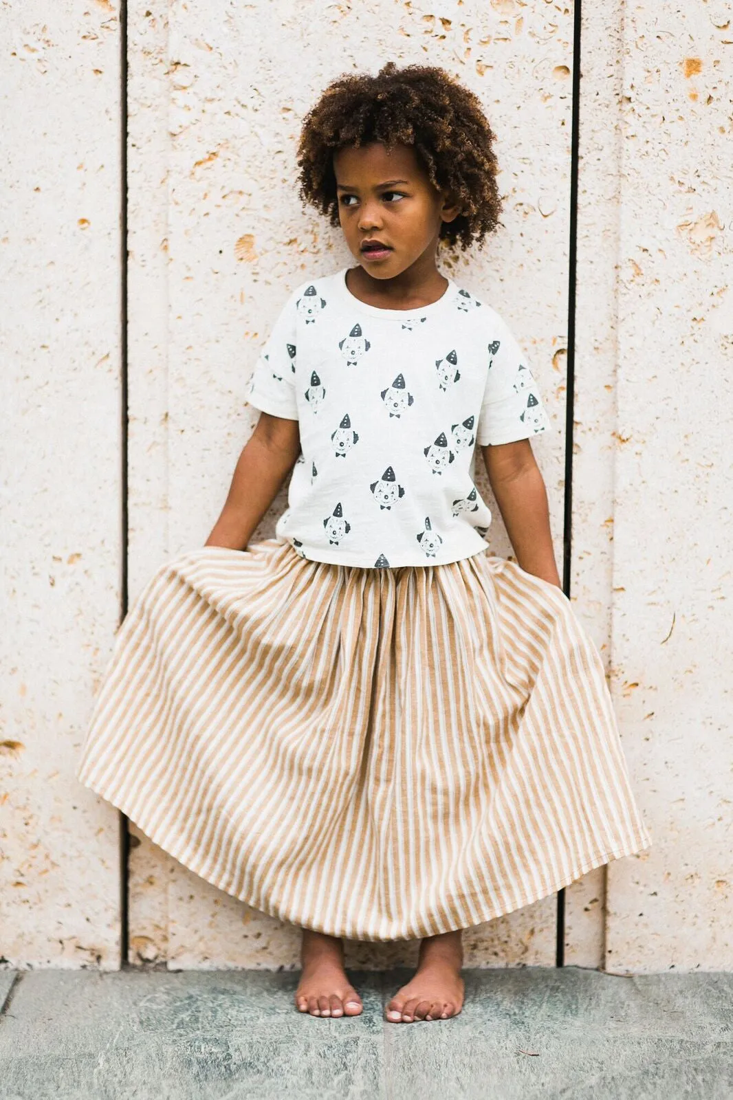 RYLEE   CRU PINSTRIPE MAXI SKIRT / MUSTARD