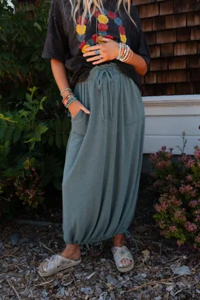 Rylie  Drawstring Maxi Skirt - Teal Boho Skirt