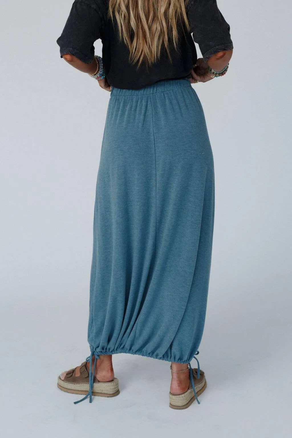 Rylie  Drawstring Maxi Skirt - Teal Boho Skirt