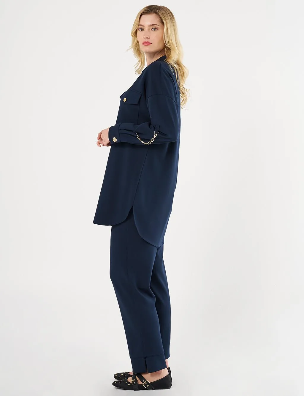 Scuba Double Suit Dark Navy Blue with Pocket Details