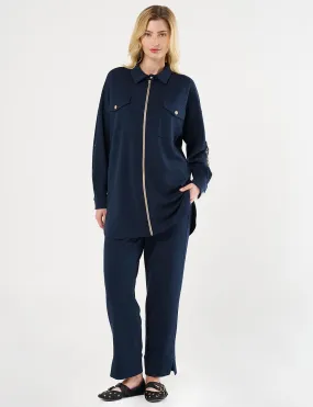 Scuba Double Suit Dark Navy Blue with Pocket Details