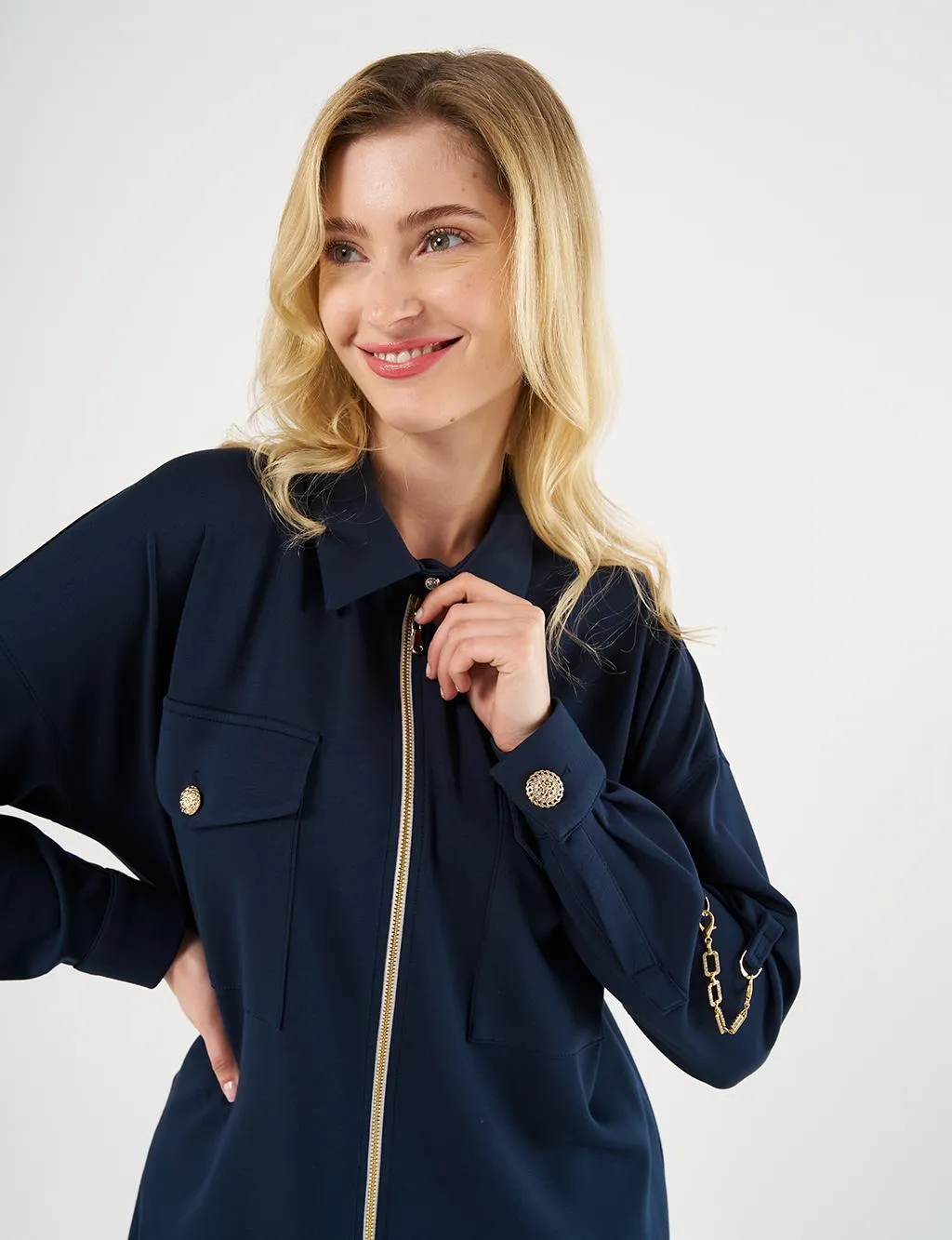 Scuba Double Suit Dark Navy Blue with Pocket Details