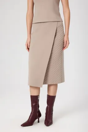 Stone Double-breasted Patterned Midi Length Skirt