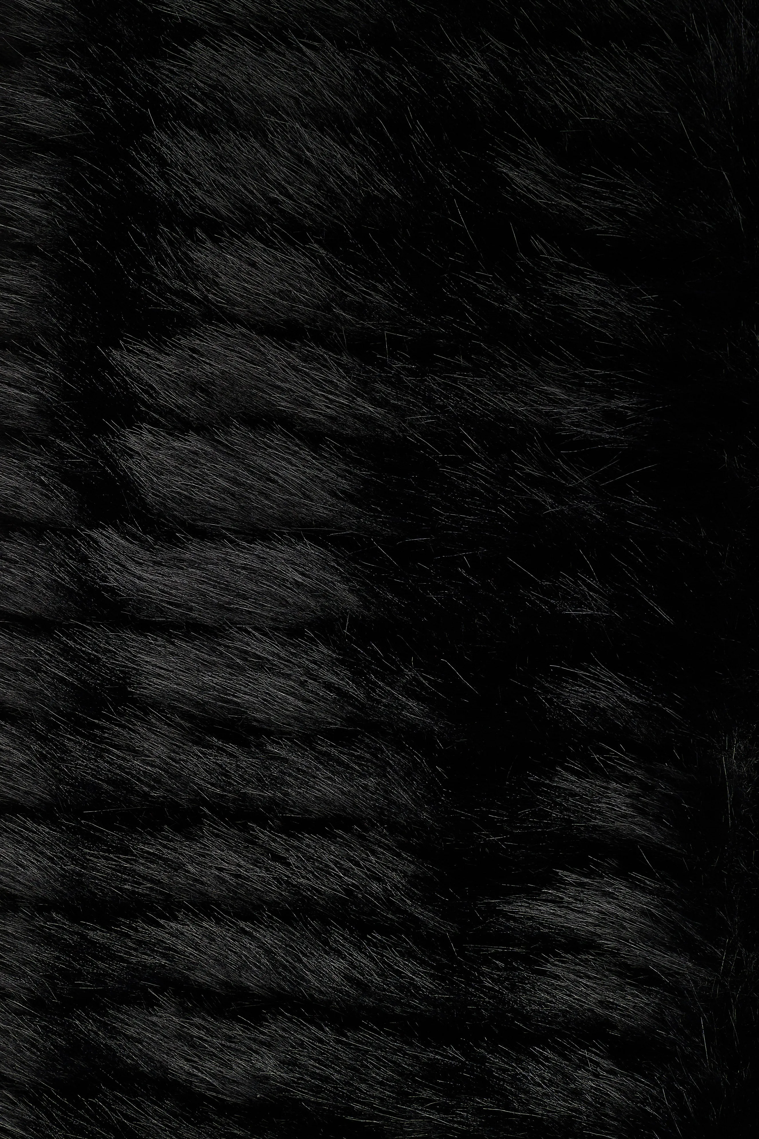 Stripe Faux Fur Collar - Black