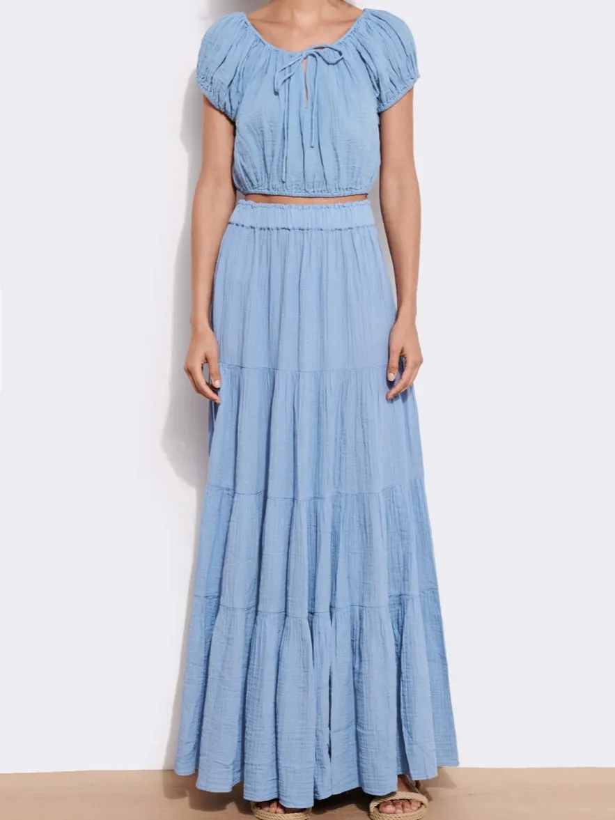 Sundry Tiered Maxi Skirt in Serenity