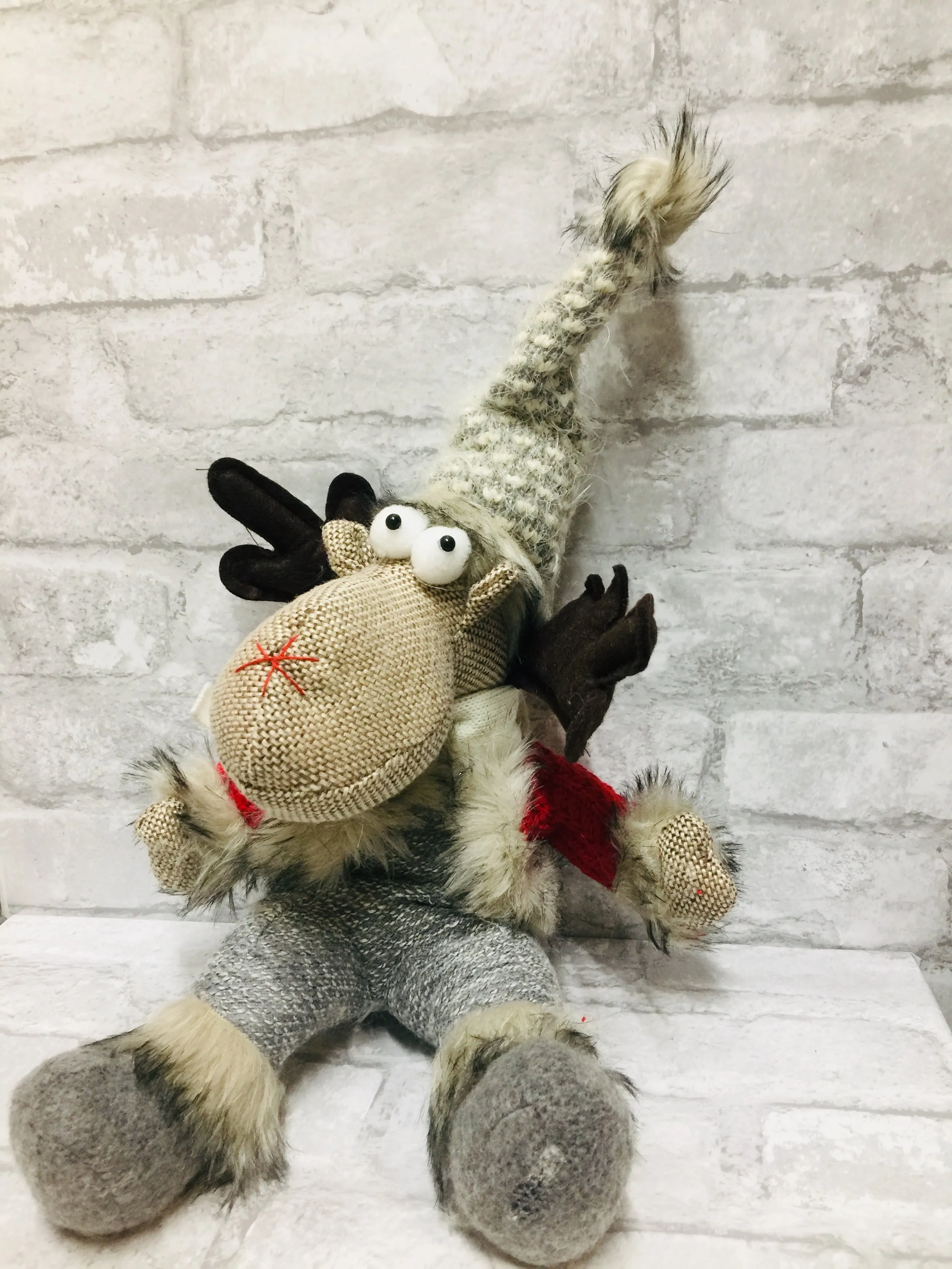 Super Cute Plush Christmas Moose with Knitted Details! Approx 12 Inch High!