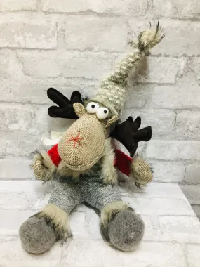 Super Cute Plush Christmas Moose with Knitted Details! Approx 12 Inch High!