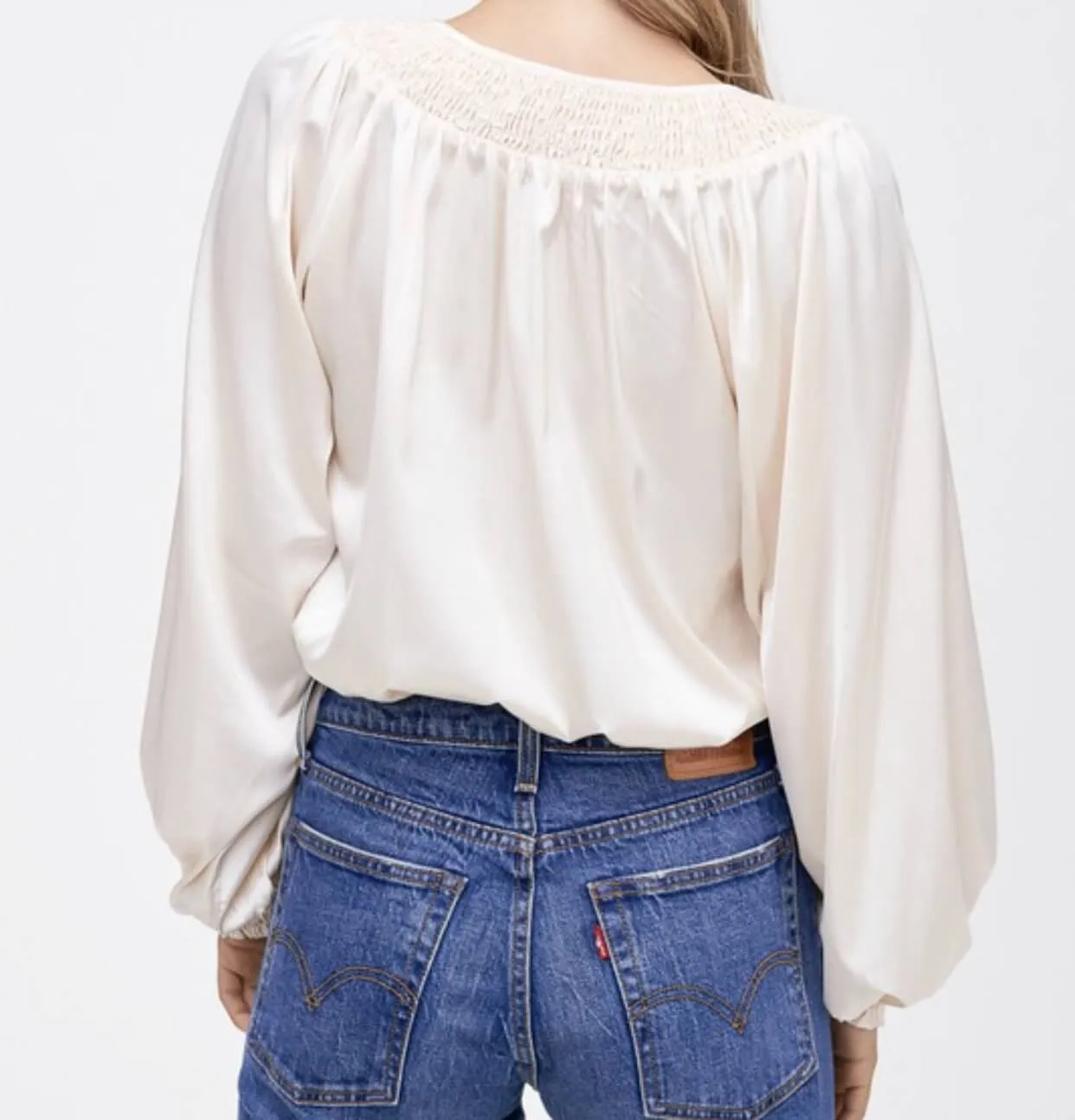 The Morgan Bodysuit: Ivory Wrap Long Sleeve Bodysuit