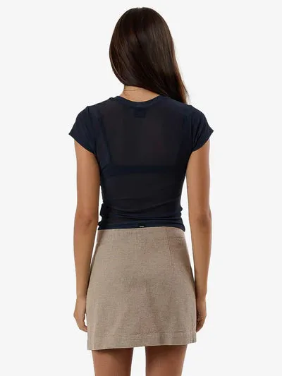 Thrills Marley Twill Suiting Skirt - Tan Black