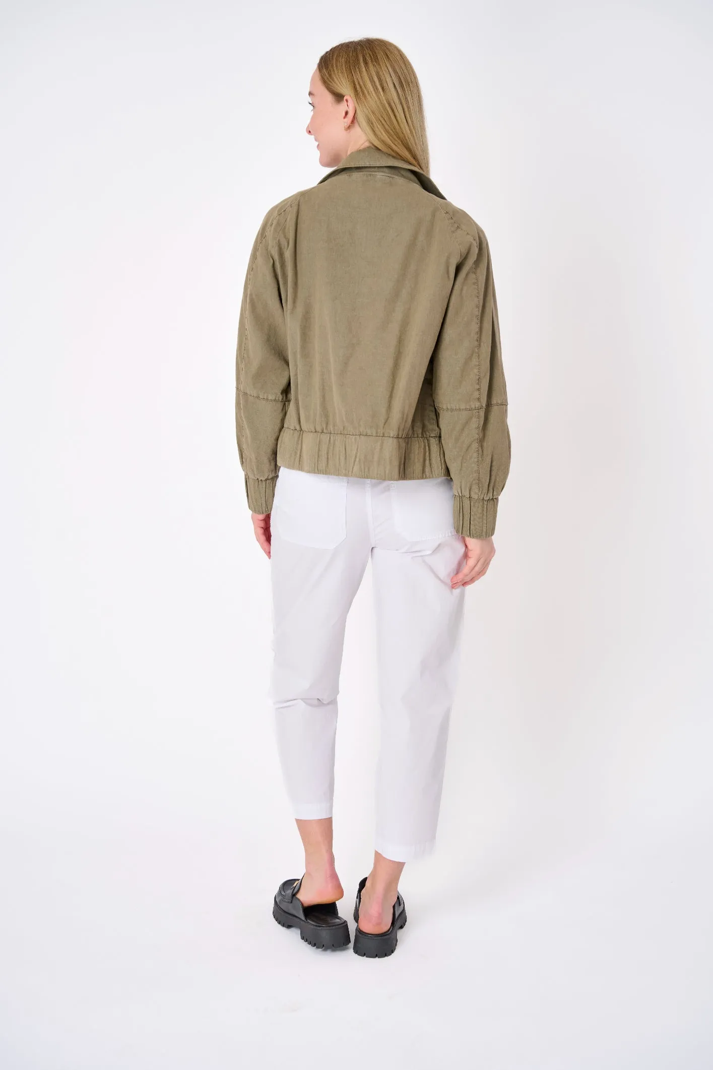 Tulum Stretch Linen Bomber Jacket