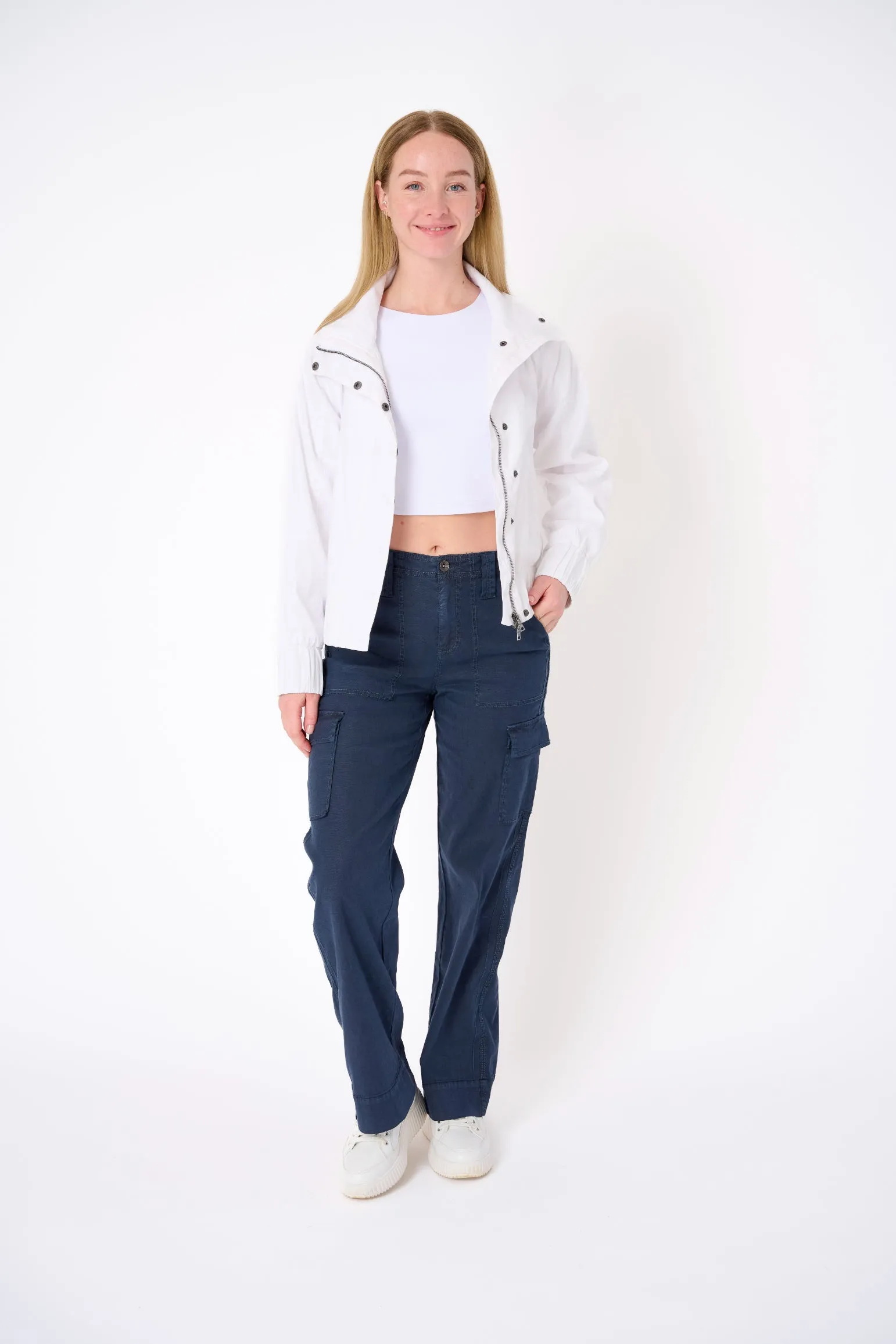 Tulum Stretch Linen Bomber Jacket