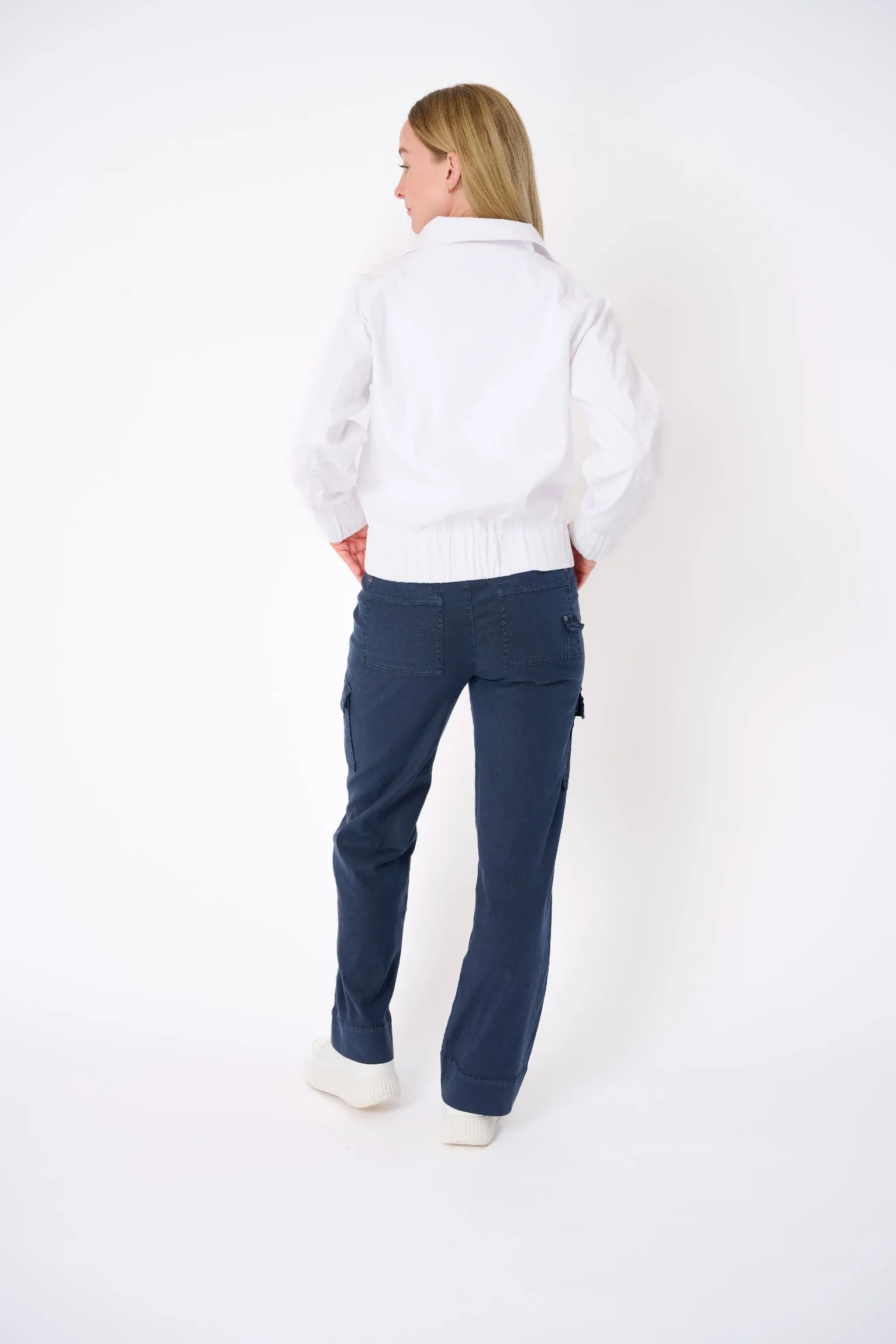 Tulum Stretch Linen Bomber Jacket