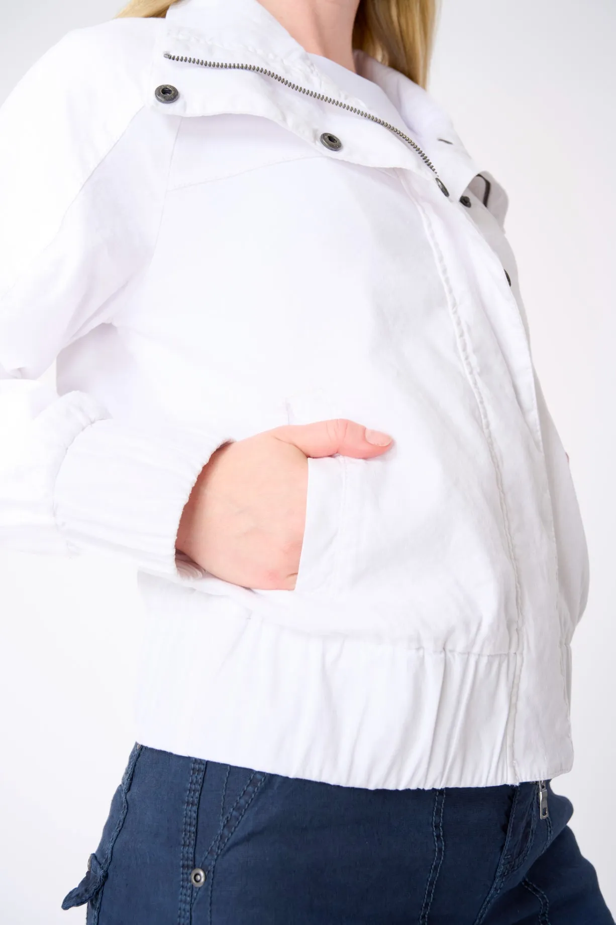 Tulum Stretch Linen Bomber Jacket