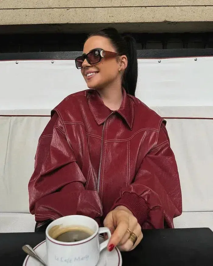 Valentina – Glossy vegan leather – Bomber jacket