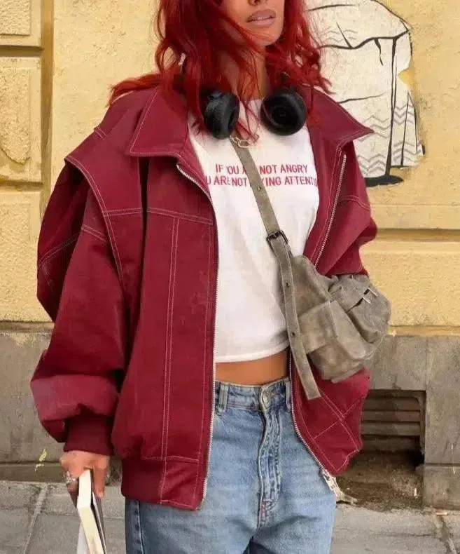 Valentina – Glossy vegan leather – Bomber jacket