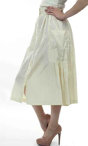 Vintage 80s  Boho white pleated party maxi skirt