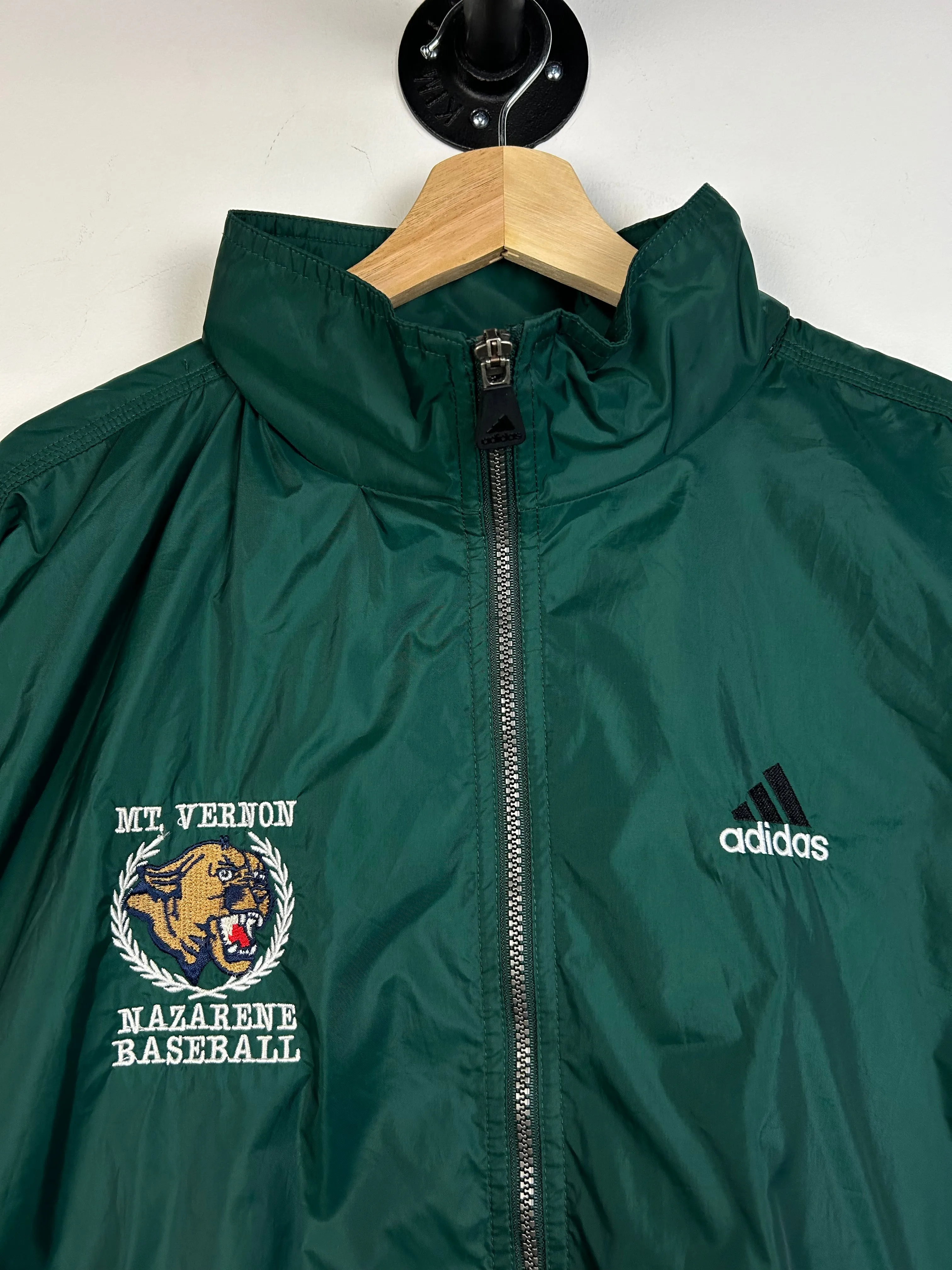 Vintage 90s Adidas Nazarene Baseball Forest Green Windbreaker