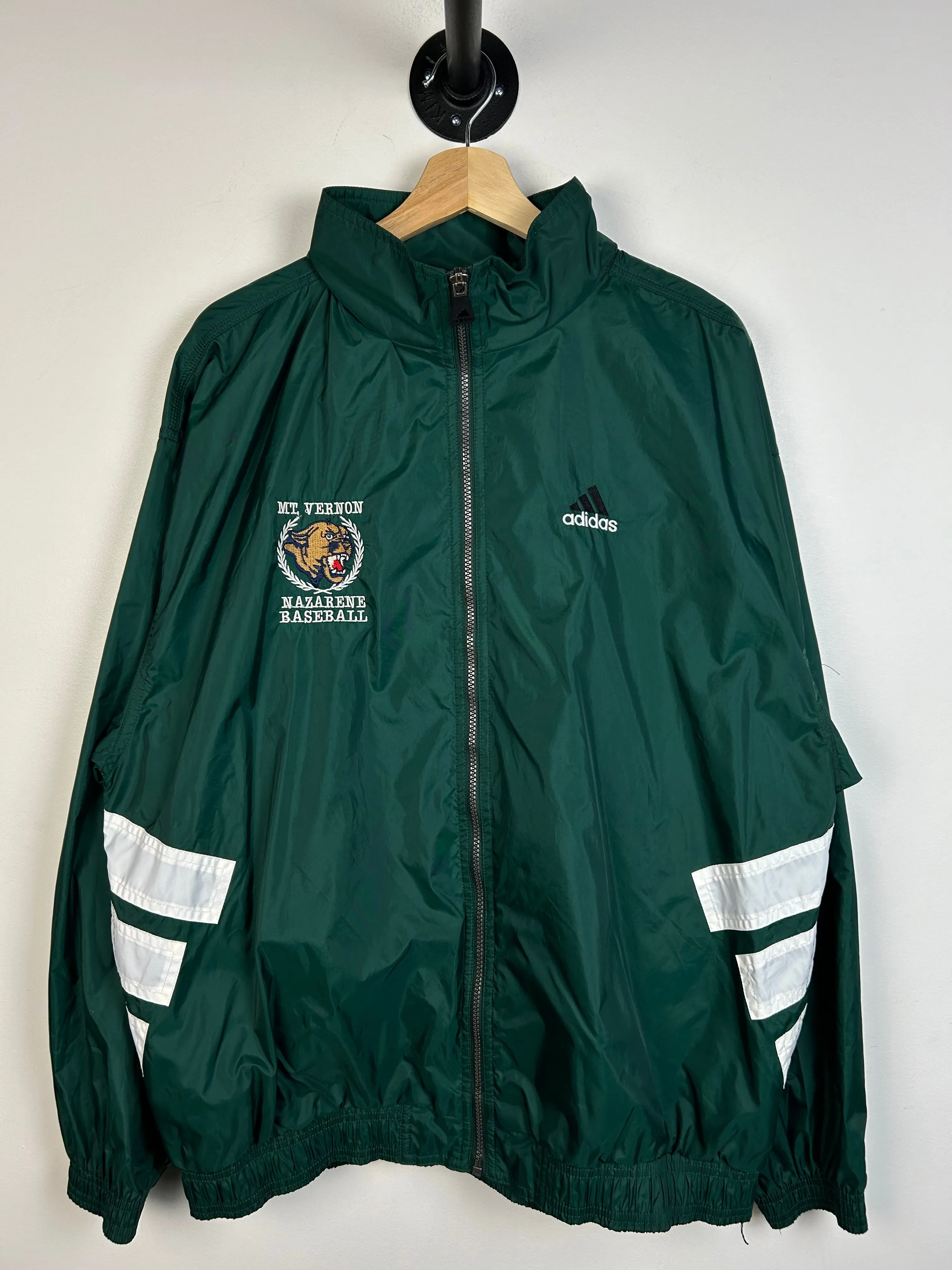 Vintage 90s Adidas Nazarene Baseball Forest Green Windbreaker
