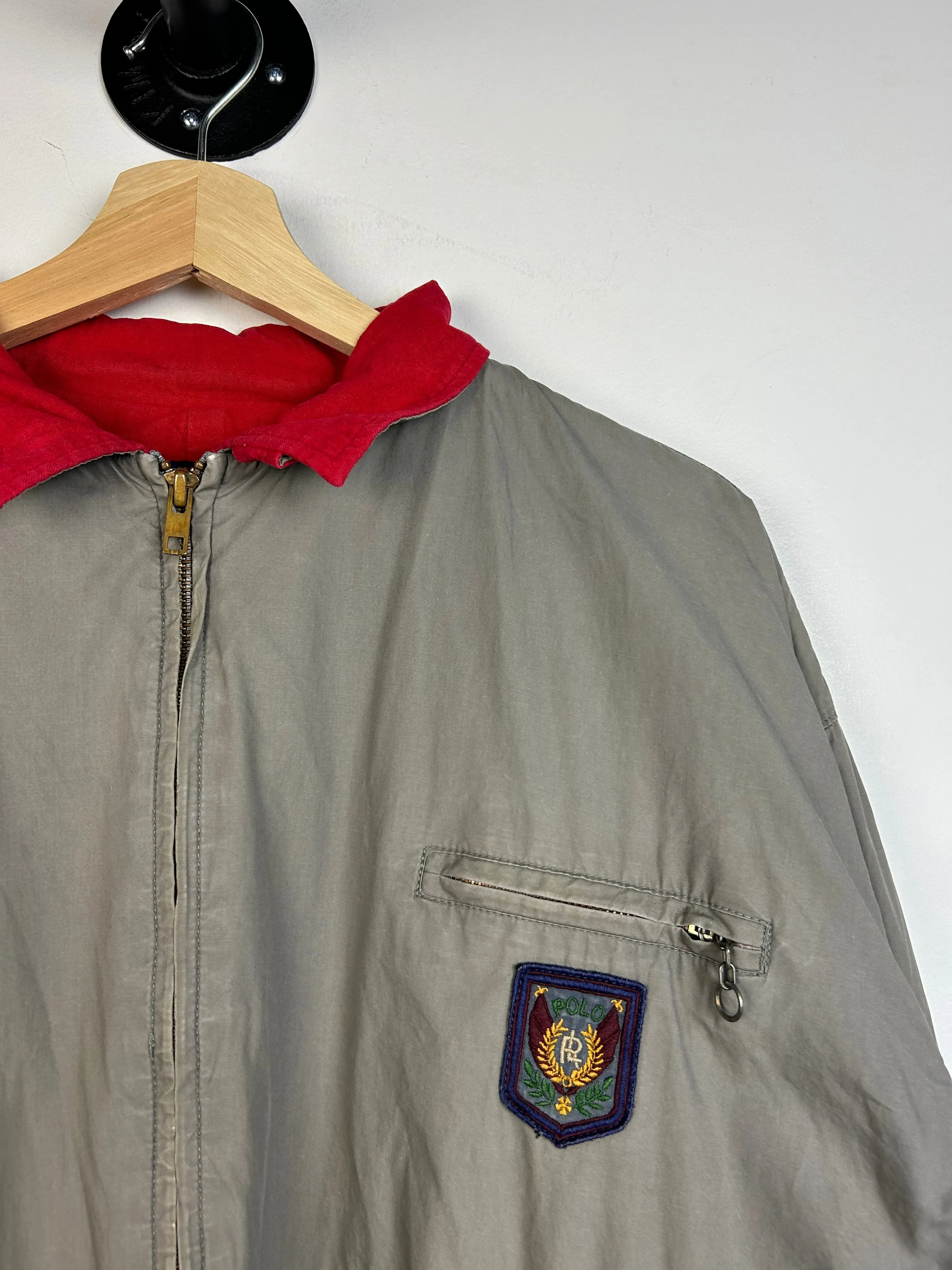 Vintage 90s Polo Ralph Lauren Uni Crest Grey Cropped Jacket