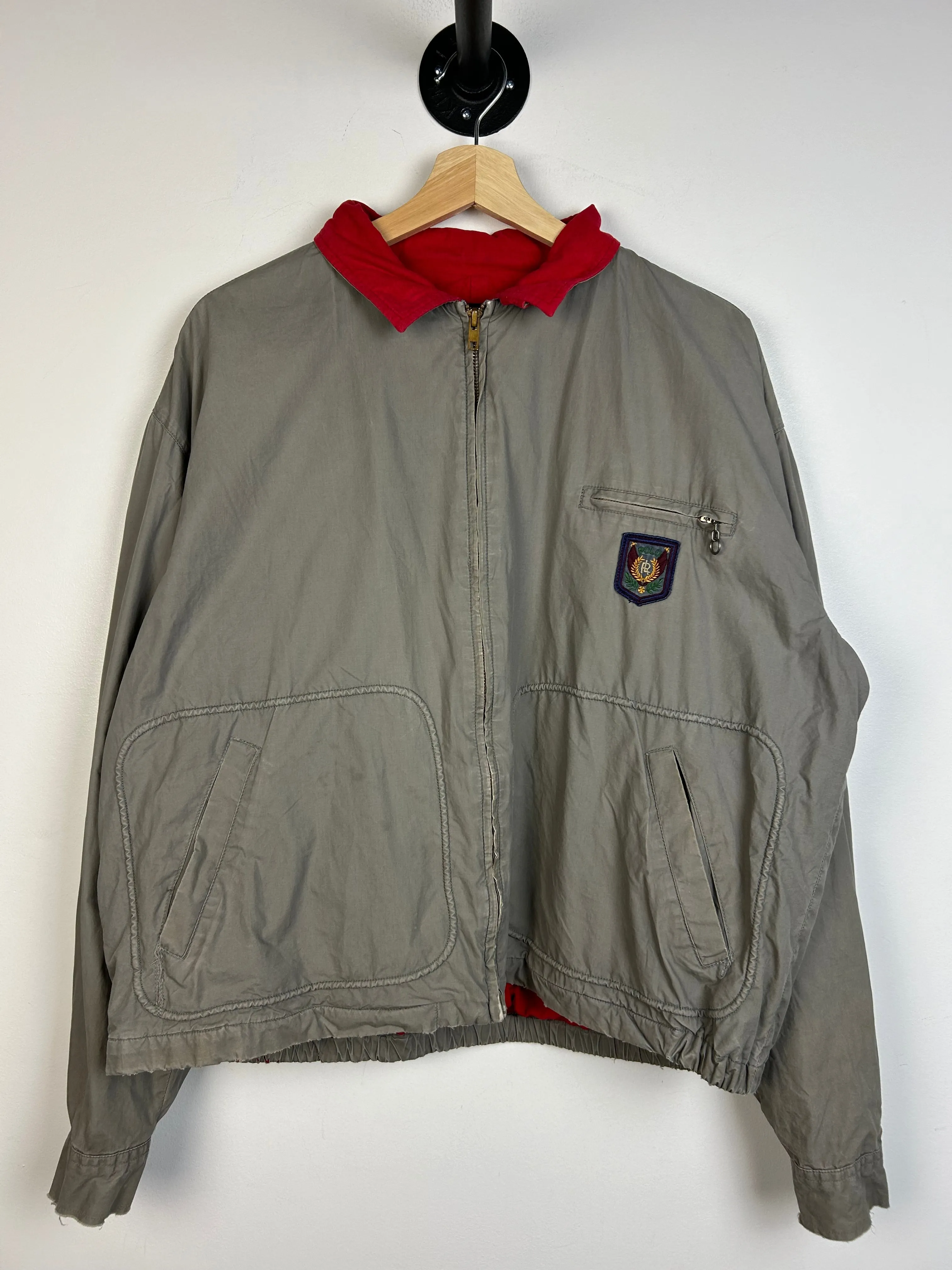 Vintage 90s Polo Ralph Lauren Uni Crest Grey Cropped Jacket