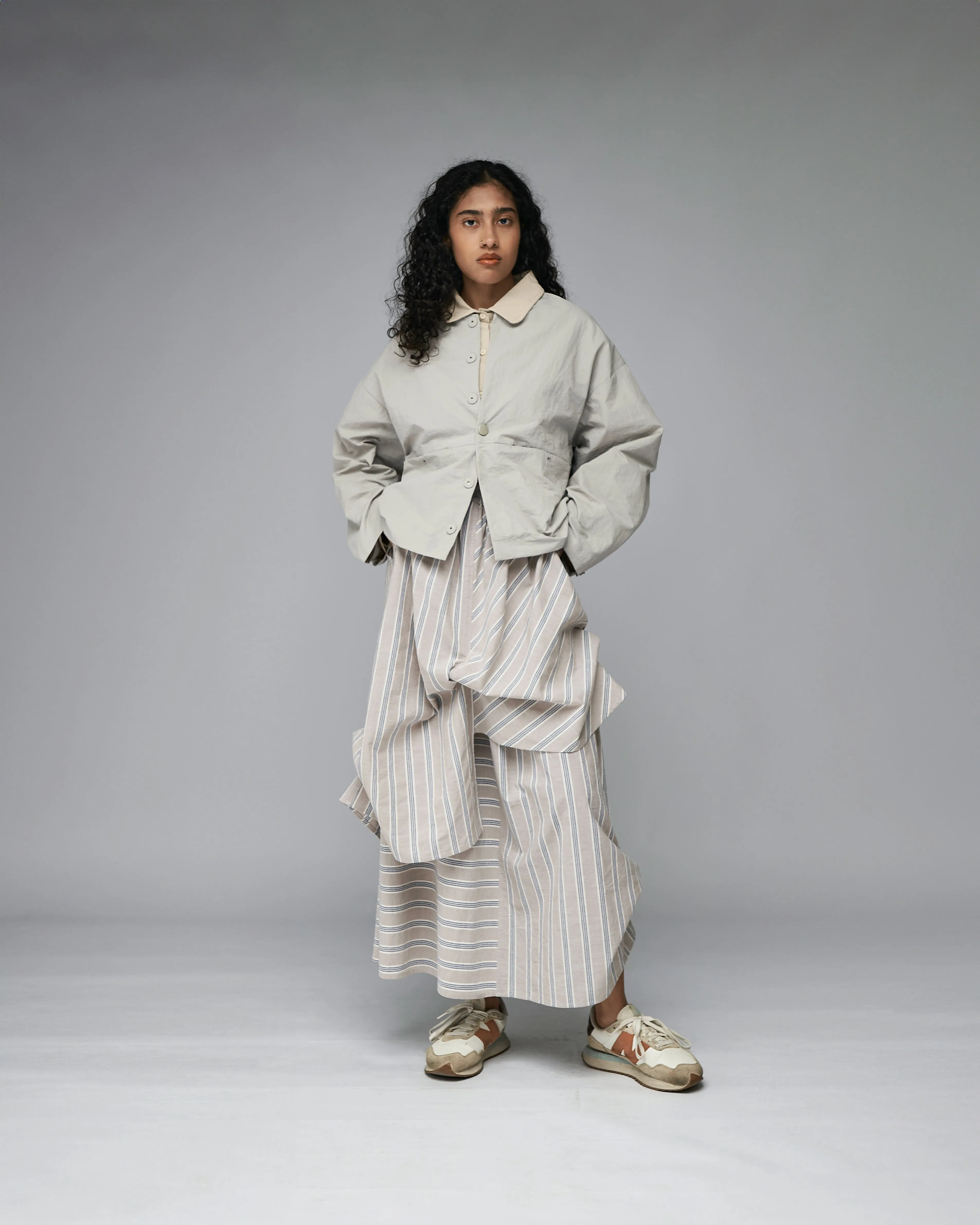 Women: The Layered Skirt (Grey Stripe)