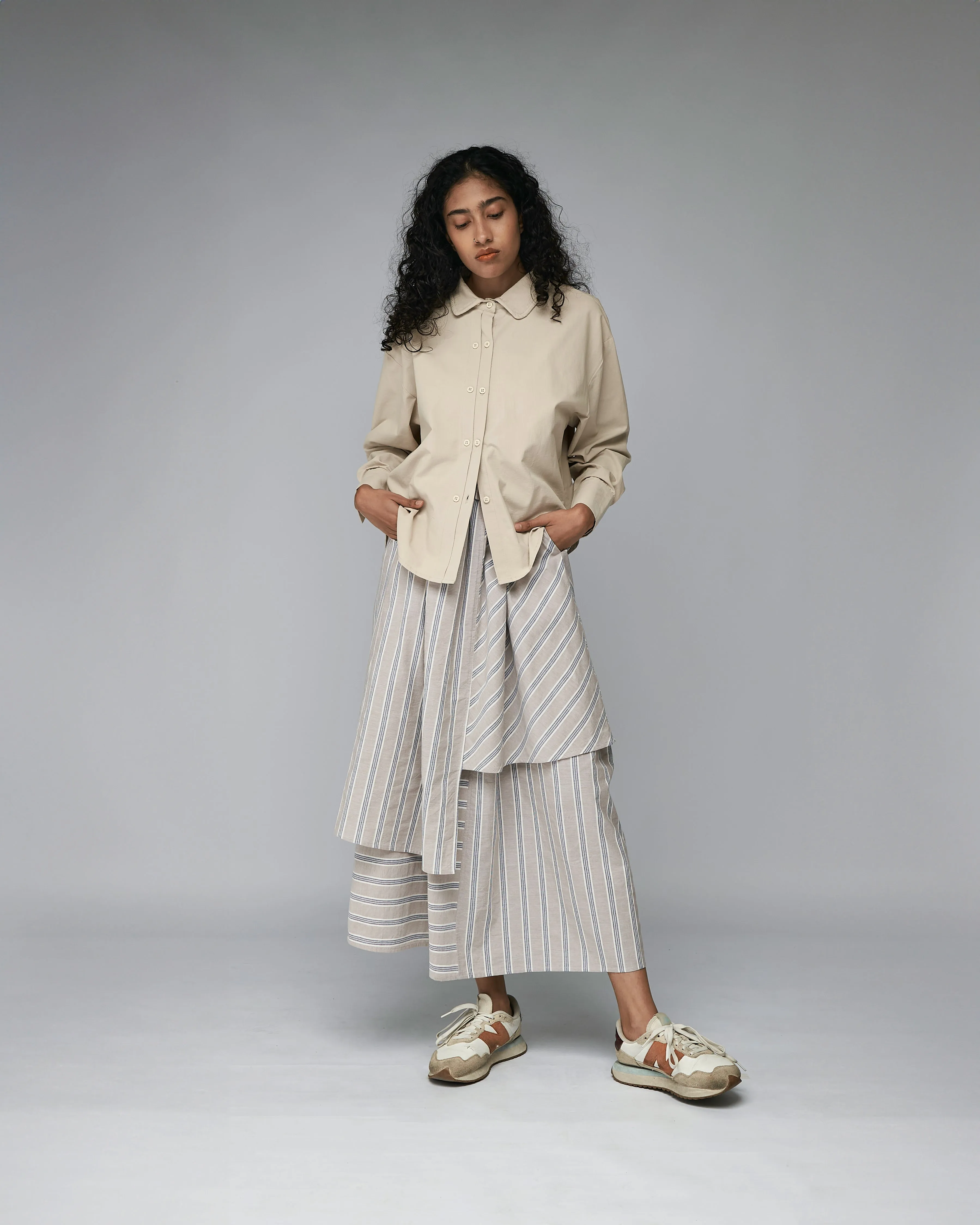 Women: The Layered Skirt (Grey Stripe)