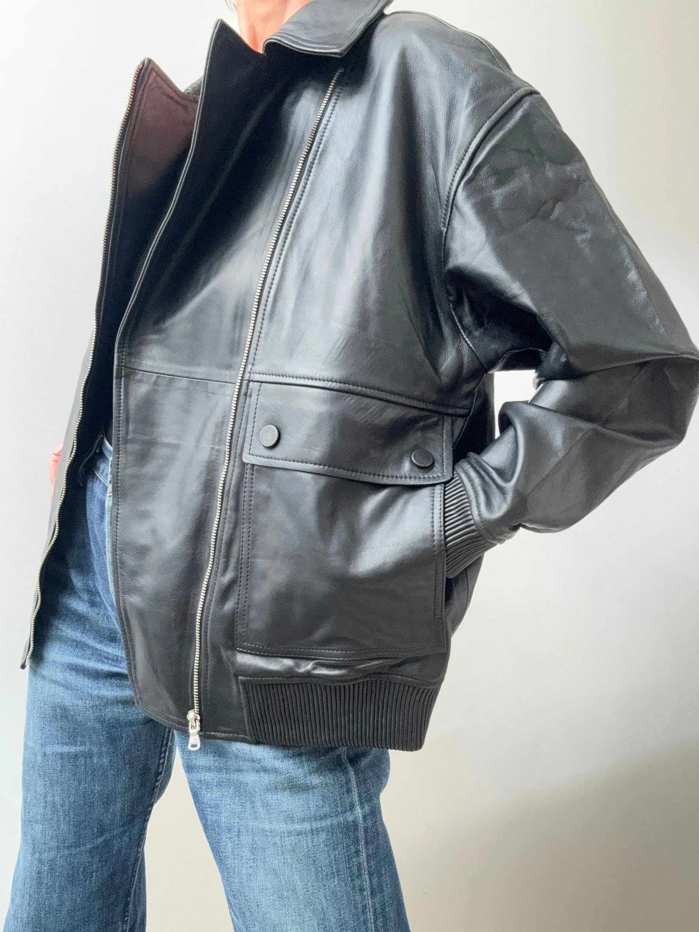 Yves Salomon Leather Bomber
