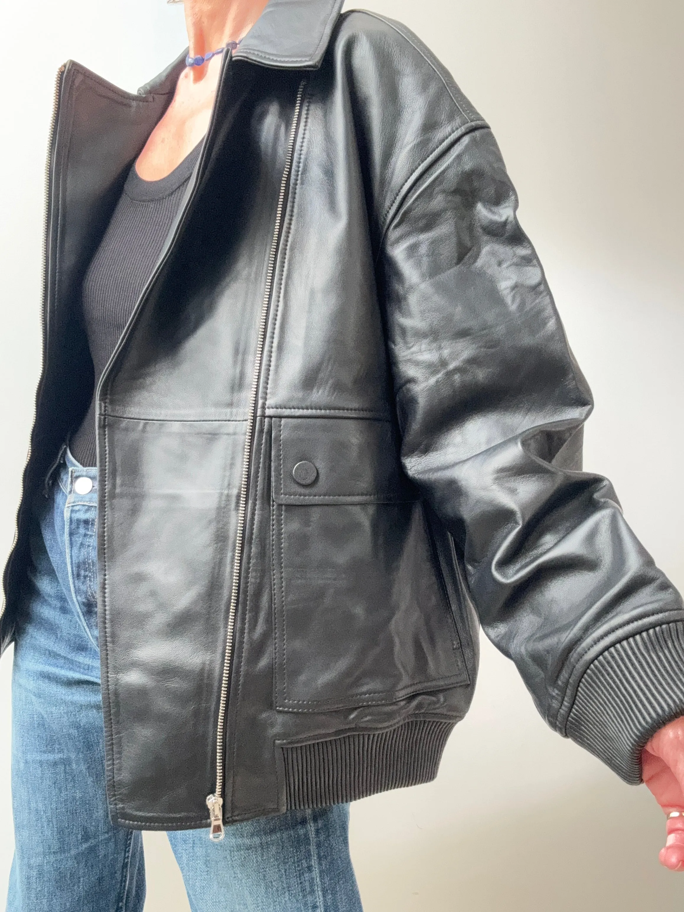 Yves Salomon Leather Bomber