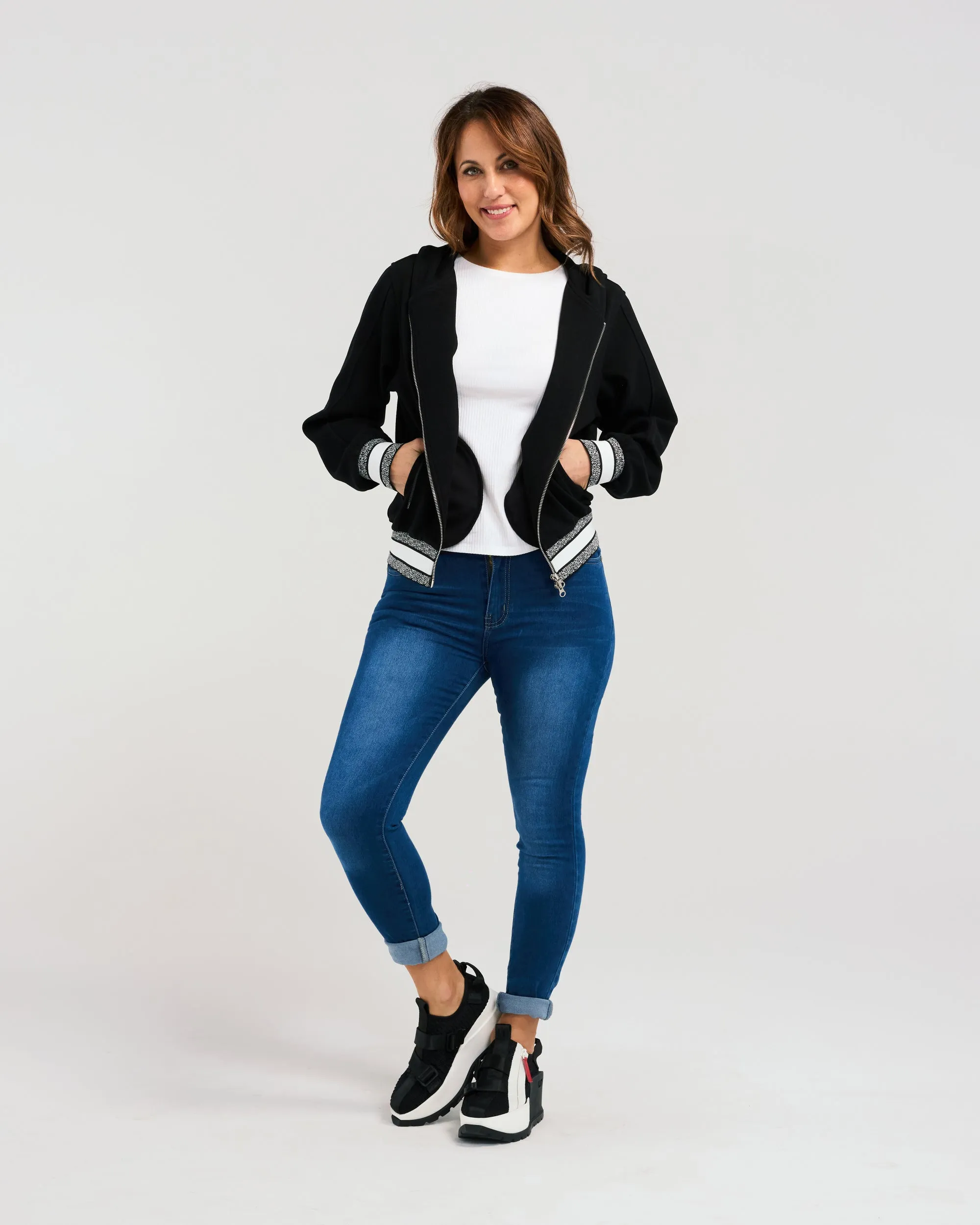 Zafina- Casey Hoodie - Z2055B - Black