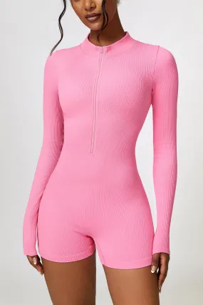 ZipFlex Ribbed Long-Sleeve Workout Romper