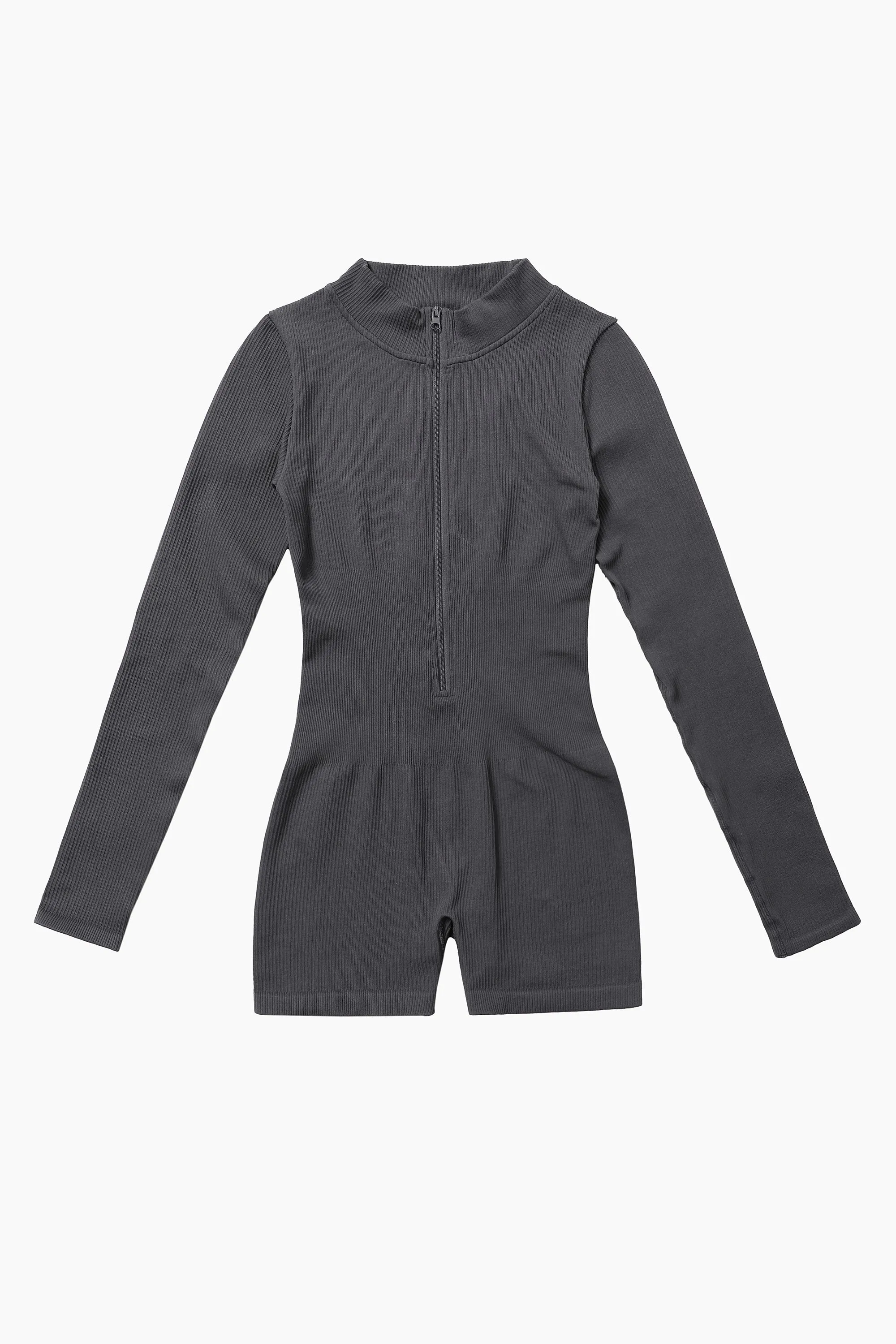ZipFlex Ribbed Long-Sleeve Workout Romper